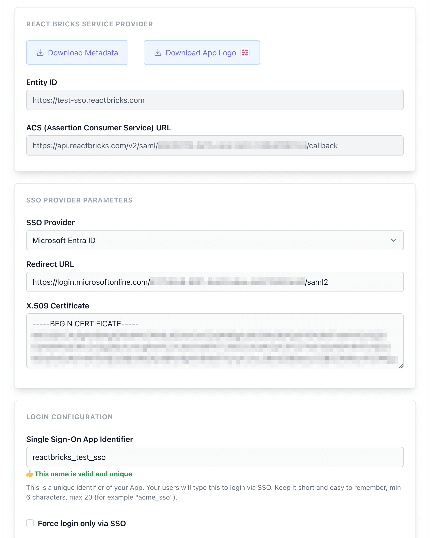 Access React Bricks via SSO (Single Sign-On).