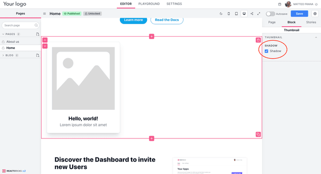Sidebar controls | React Bricks Tutorial