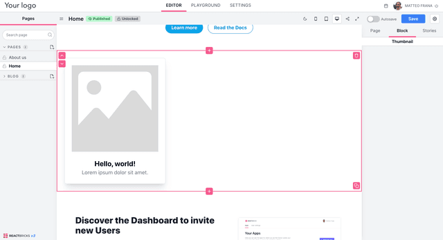 Add a visually editable image | React Bricks Tutorial